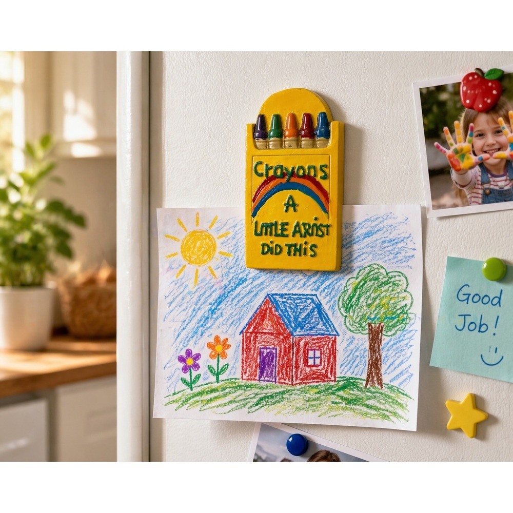 Vintage Crayola Crayon Magnet Kids Art Display Holder Teacher Classroom Retro